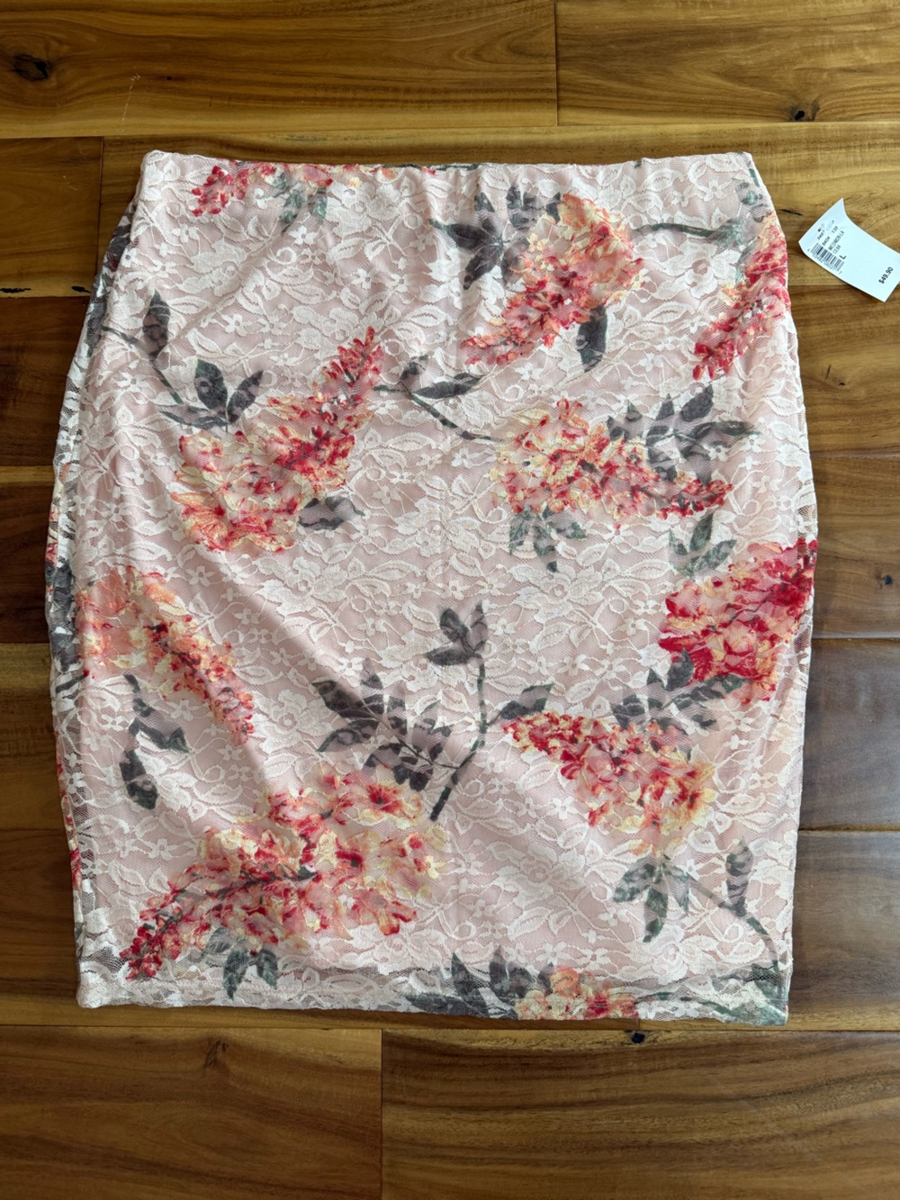 Ricki's Pink Floral Lace Pencil Skirt